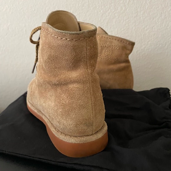 CHANEL suede calfskin lace up ankle boot dark beige 38 - Picture 14 of 15
